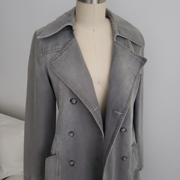 ZARA TRF gray denim midi coat double breasted. Size M - Picture 1 of 15